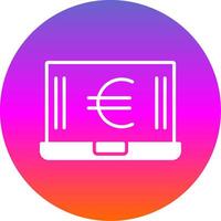 Euro Laptop Glyph Gradient Circle Icon Design vector