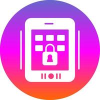 Tablet Secure Glyph Gradient Circle Icon Design vector