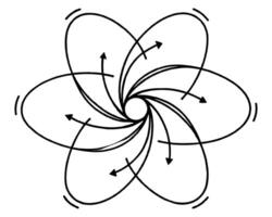 Physics atom model with electrons vector