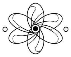 Physics atom model with electrons vector