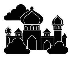 Mosque with hand drawn sketching illustration vector