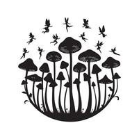 A circle of magic mushrooms traditionally known as a fairy ring illustration vector