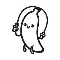 A cute banana playing jump rope outline design vector