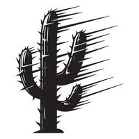 A silhouette of a cactus with a wind-blowing effect shows the movement vector