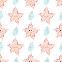 Sea stars seamless pattern. Fashionable template with sea creatures for wrapping paper, wallpaper, stickers, textiles. Flat style. vector