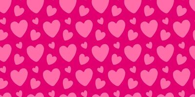 Simple pink hearts seamless pattern, endless doodle pink background with heart shapes, Valentines day concept, texture for wrapping paper vector