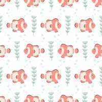 A simple seamless pattern with a nautical theme. Fish clown. vector