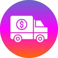 dinero transporte glifo degradado circulo icono diseño vector