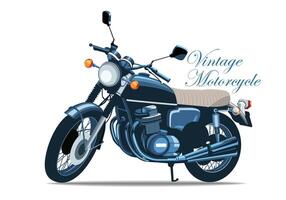 Vintage motorcycle classic motorbike blue color isolated on white background for background design. vector