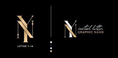 YN or NY luxury elegant initial letter logo design isolated black backgrounds for company and business sign, branding ads campaigns, letterpress, embroidery, covering invitations, envelope sign symbol vector