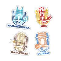 Indian states sticker set vector