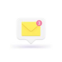 Incoming message newsletter email internet chat notification quick tips 3d icon realistic vector