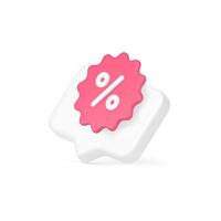 Sale discount shopping clearance special offer percent tag quick tips 3d icon realistic vector