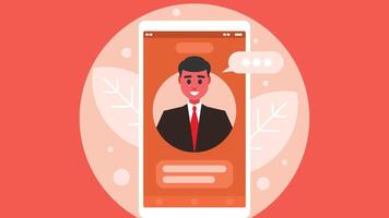 virtual conference meeting using mobile app concept illustration vector