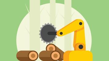 machinery cuts trees in the woods vector