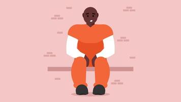 Criminal inmate locked in a jail illustration vector