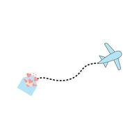 Delivery of letters and parcels by plane. Letter and airplane icons. graphics vector