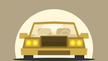 Fancy old vintage car with yellow headlights illustration vector