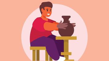 Clay works pottery specialist shaping clay illustration vector