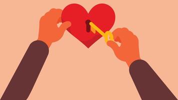 a key opens a heart lock abstract illustration vector