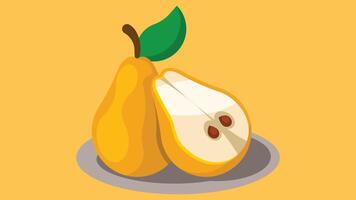 Pear fruit sliced into halfs isolated illustration vector