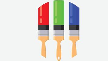 paint brush with different colors of red, green, and blue isolated vector