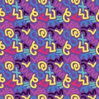 Bright seamless pattern with colorful doodles in 90s style. illustration vector