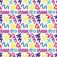 90s. Seamless pattern with neon squiggle kid on a white background vector