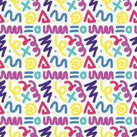 90s. Seamless pattern with neon squiggle kid on a white background vector