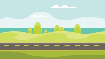 Abstract background road with clear sky and grass on the sides vector