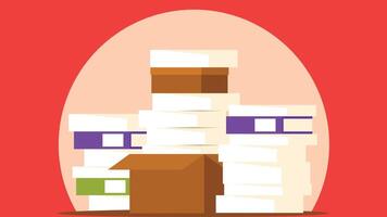 Files and documents in a package at office stacked together vector