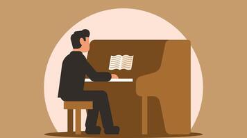 cantante y músico obras de teatro en el piano vector