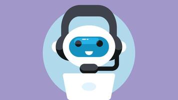 Chatbot robot answering customers in call center abstract illustration vector