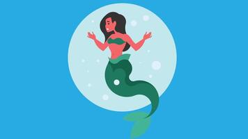 mermaid cartoon character in the sea water illustration vector