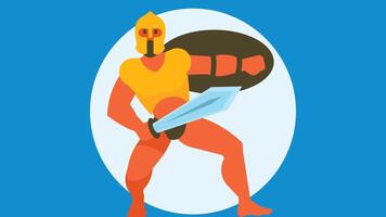 Roman old gladiator warrior with shield and sword character vector