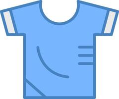 camisa línea lleno azul icono vector