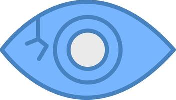 globo ocular línea lleno azul icono vector