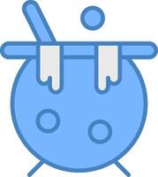 Cauldron Line Filled Blue Icon vector