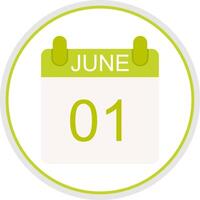 June Flat Circle Icon vector