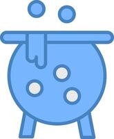 Cauldron Line Filled Blue Icon vector