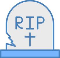 Tombstone Line Filled Blue Icon vector