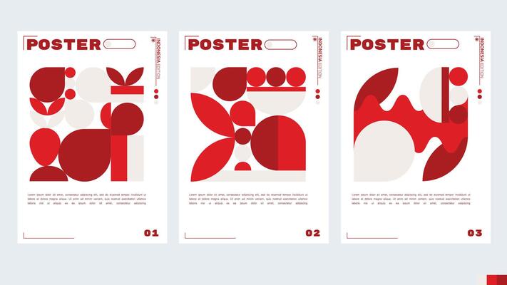 Basic RGBDesign template for an A4 poster or banner with a geometric and abstract theme Indonesian color. illustration shape. Swiss geometry composition artwork