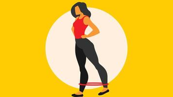 Female character doing exercise in the gym vector