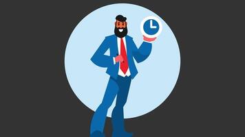 Time management abstract concept business man holding a clock vector