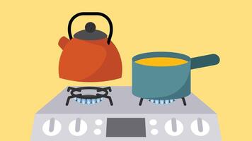 Cooking food on a cooker with boiling water isolated vector