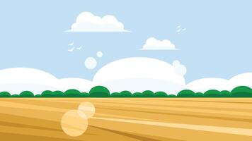 Green field with clear sky background vector