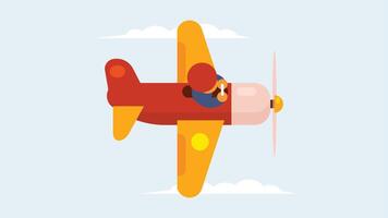 classic toy airplane flying in sky illustration vector