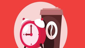 time management abstract concept and cup of coffee illustration vector