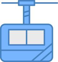 Cable Car Cabin Line Filled Blue Icon vector