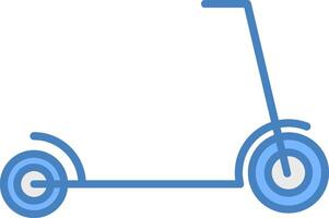 patada scooter línea lleno azul icono vector